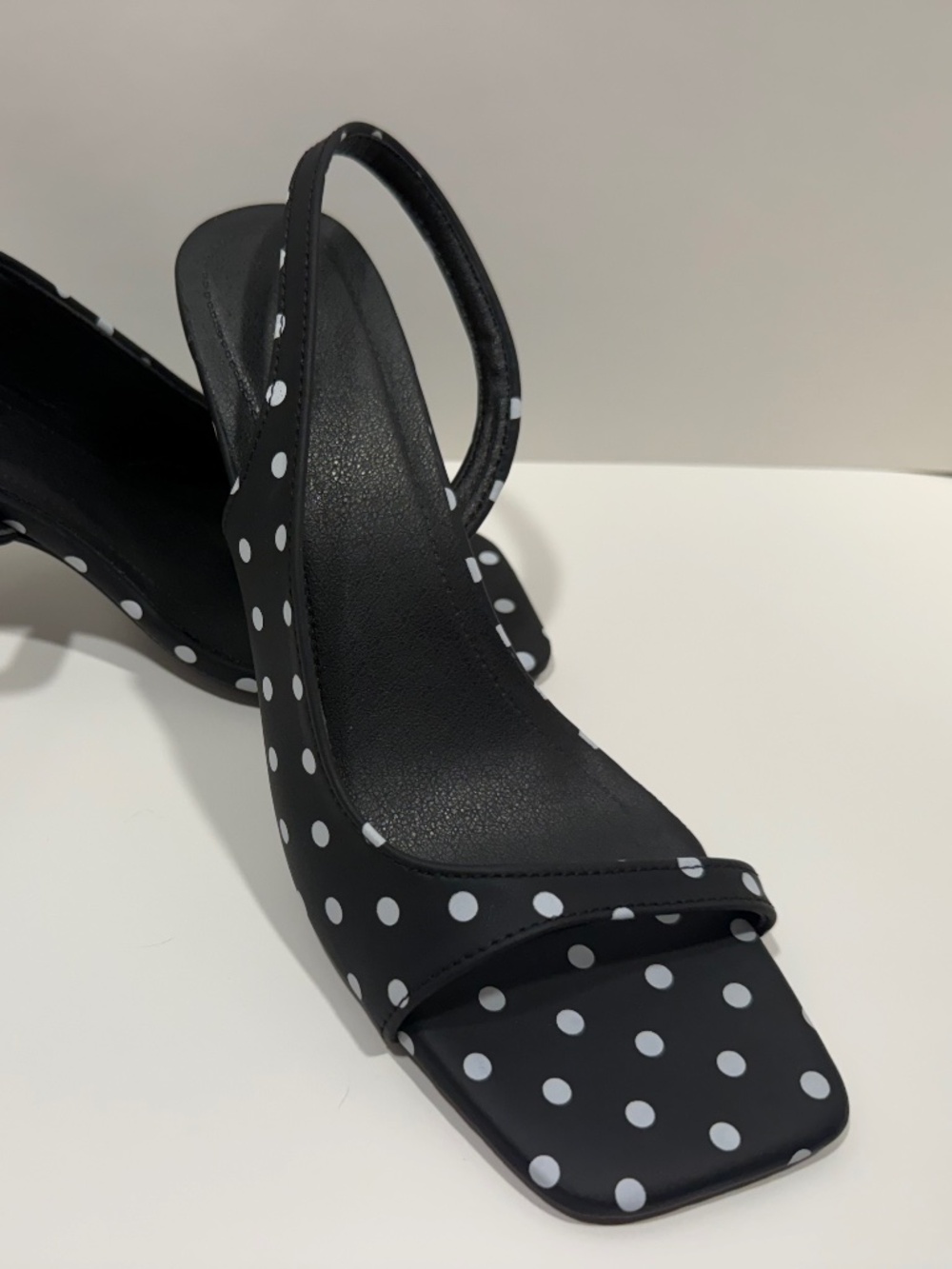 Black White Polka Dot Heels EU 38 Pin Up Rockabilly Retro Y2K Slingback